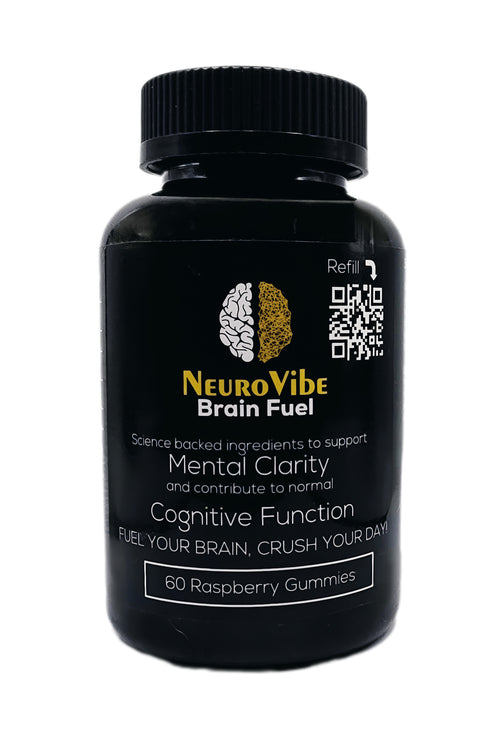 NeuroVibe Brain Fuel, Raspberry Flavoured Nootropic Gummies